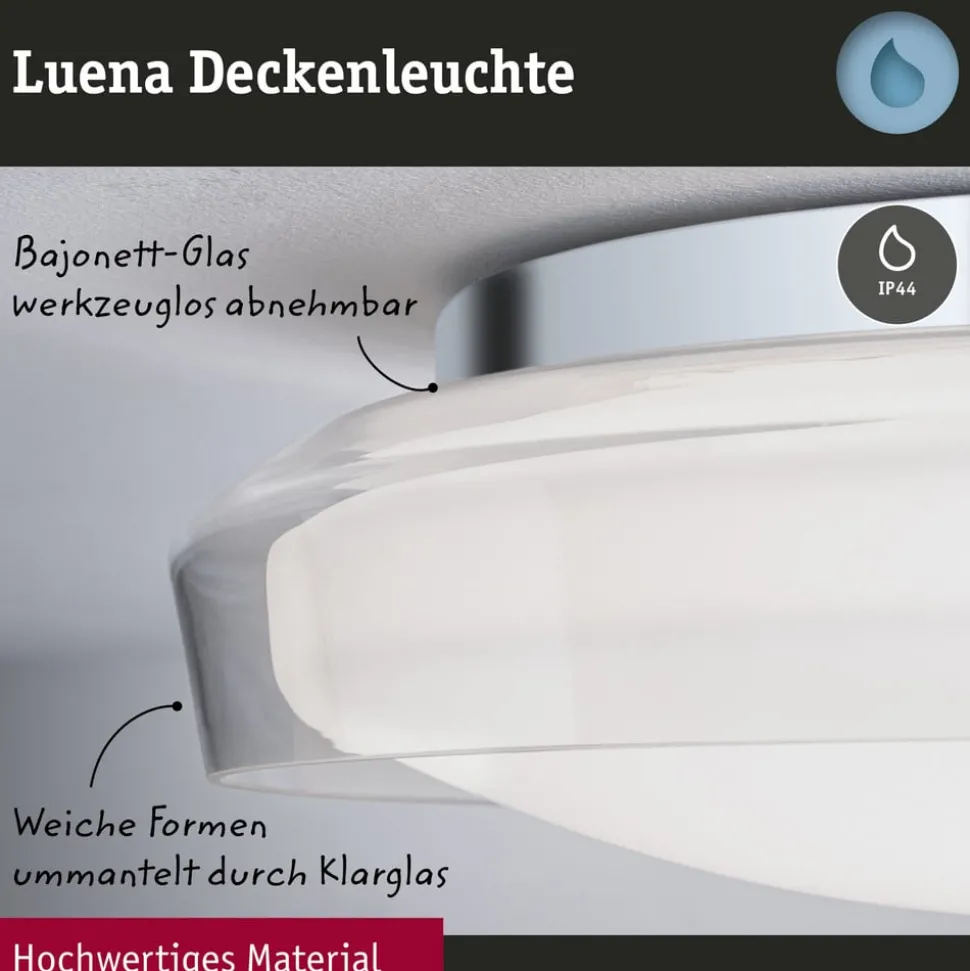 Paulmann Luena LED plafondlamp IP44 chroom Ø25cm