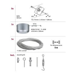 Paulmann Mac II kabelsysteem chroom mat 5 spots