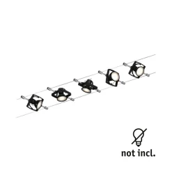 Paulmann Mac II kabelsysteem, zwart mat, 5 spots