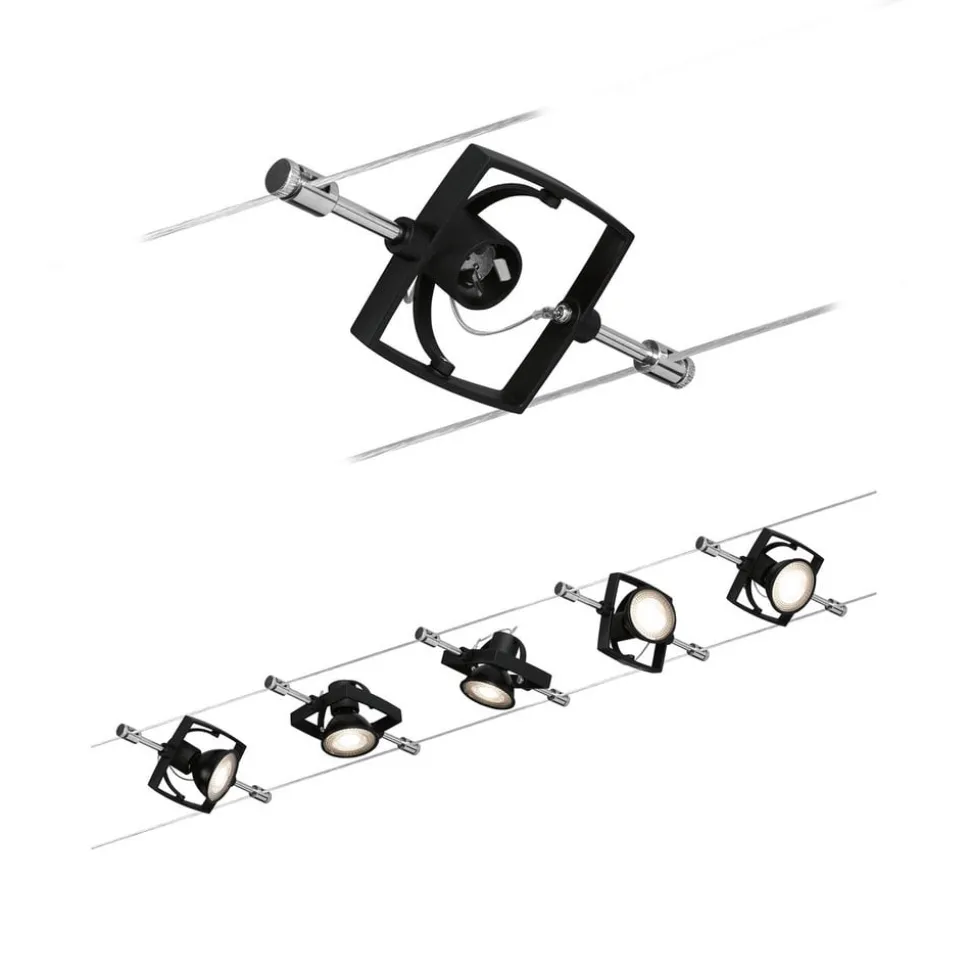 Paulmann Mac II kabelsysteem, zwart mat, 5 spots