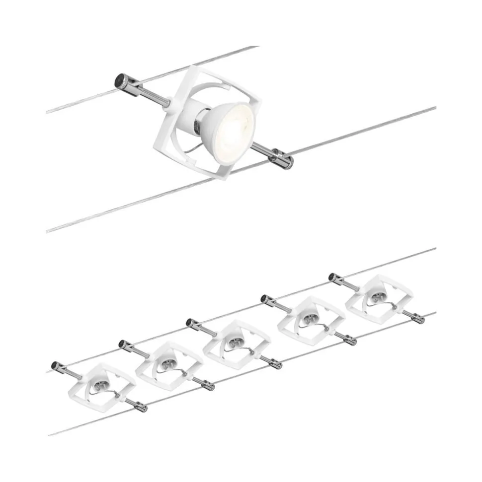 Paulmann Mac II kabelsysteem, 5-lamps, wit
