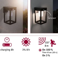Paulmann Marisol LED solar-buitenwandlamp sensor