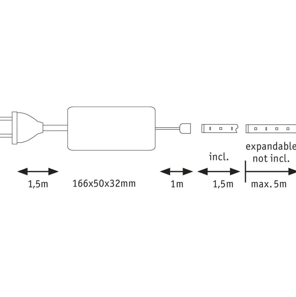 Paulmann MaxLED 1000 basisset IP44 warmwit 1,5m