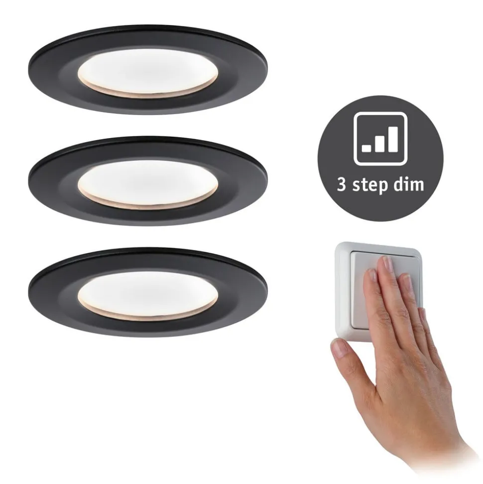 Paulmann Nova Coin 3x rond 3Stepdim star zwart