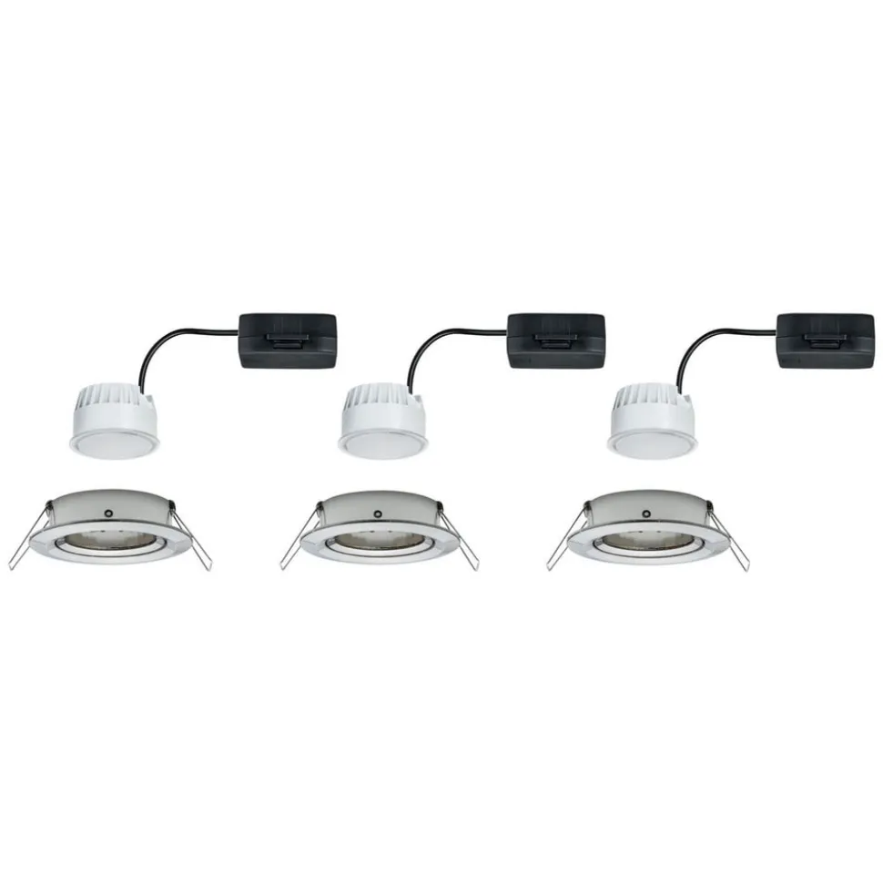 Paulmann Nova LED inbouwspot per 3, ijzer