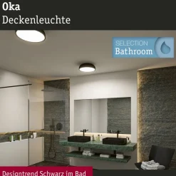 Paulmann Oka LED plafondlamp IP44 CCT zwart