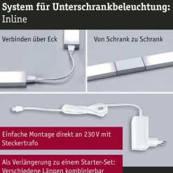 Paulmann onderbouwlamp Inline 2x verlengstuk chroom 55 cm CCT
