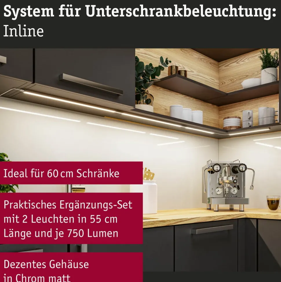 Paulmann onderbouwlamp Inline 2x verlengstuk chroom 55 cm 830