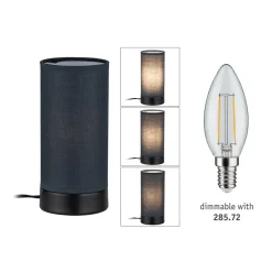 Paulmann Pia tafellamp van stof, zwart/grijs