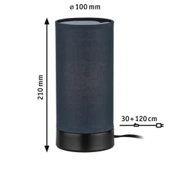 Paulmann Pia tafellamp van stof, zwart/grijs