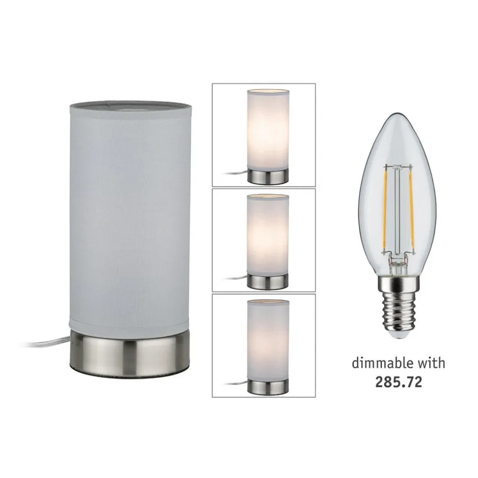 Paulmann Pia tafellamp van stof, lichtgrijs