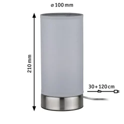 Paulmann Pia tafellamp van stof, lichtgrijs