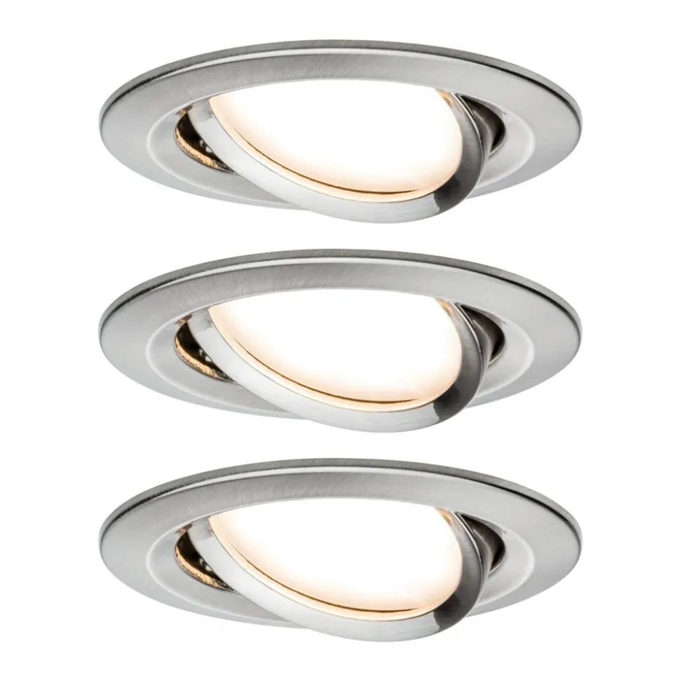 Paulmann 3-set Slim Coin, kantelbaar, dimb., ijzer