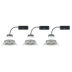 Paulmann 3-set Slim Coin, kantelbaar, dimb., ijzer