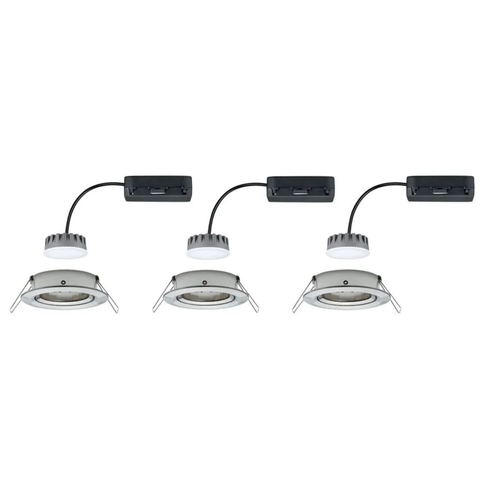 Paulmann 3-set Slim Coin, kantelbaar, dimb., ijzer