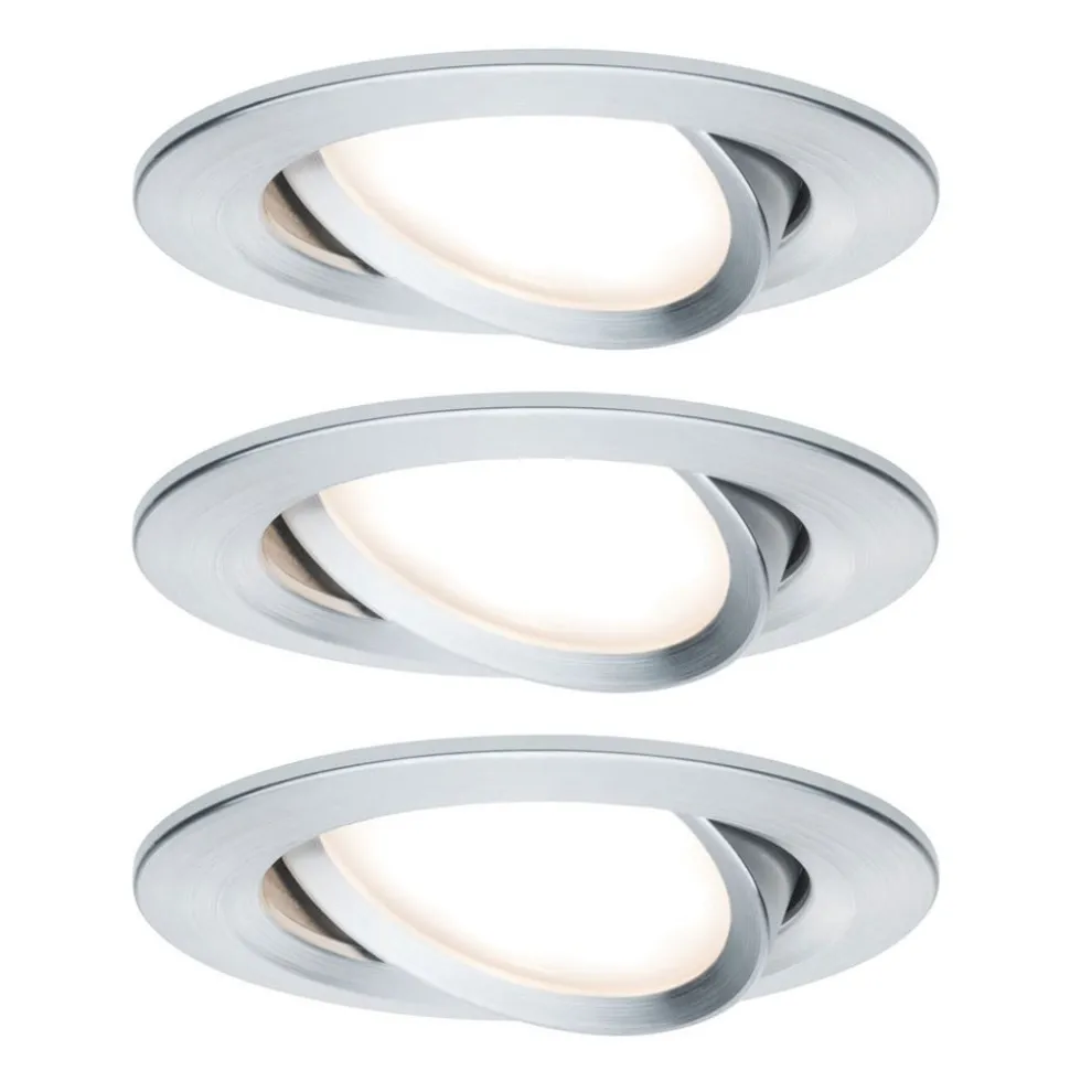 Paulmann 3-set Slim Coin, kantelbaar, dimbaar, alu