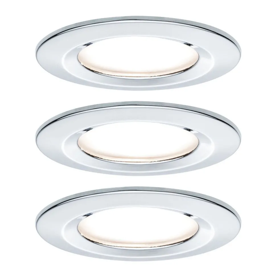 Paulmann 3-set spot Nova rond, IP44, dimb., chroom