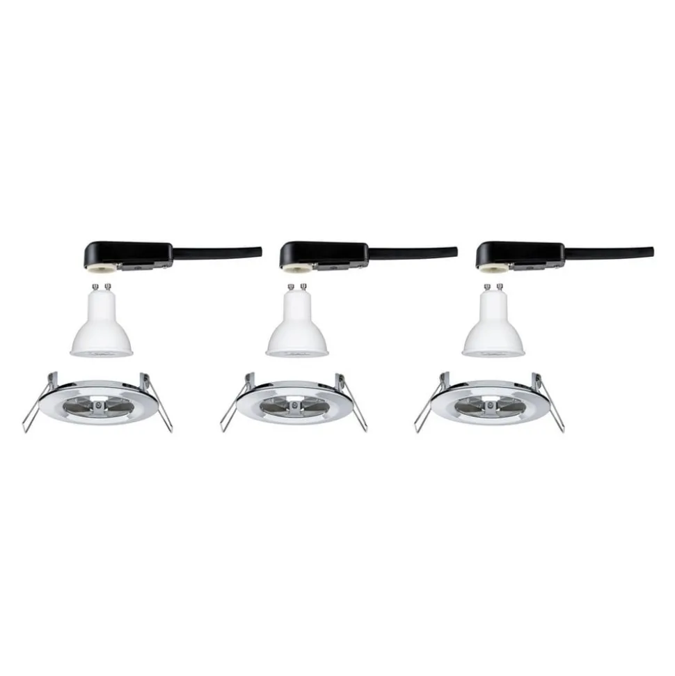 Paulmann 3-set spot Nova rond, IP44, dimb., chroom