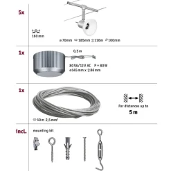 Paulmann Sheela kabelsysteem 5lamps chroom mat
