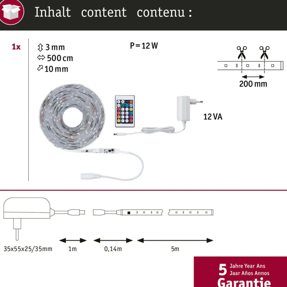 Paulmann SimpLED Motion LED strip set, 5m afstandsbediening RGB