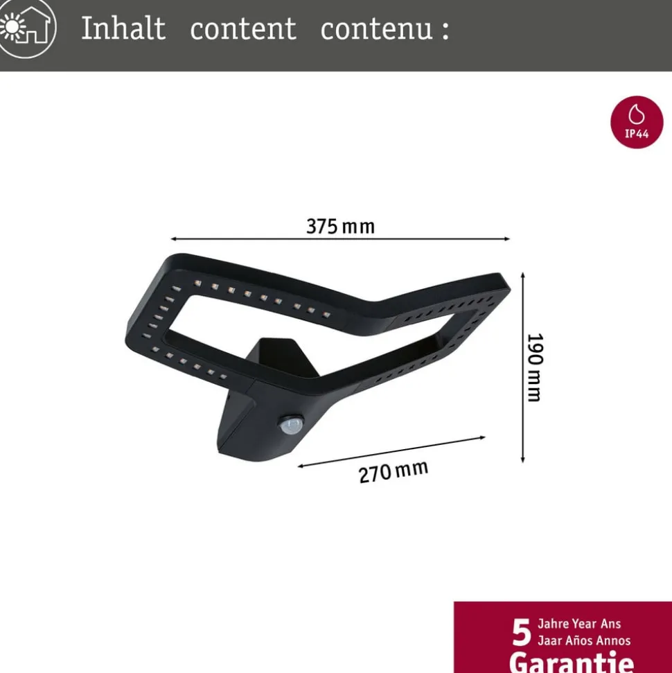 Paulmann Slimme wandlamp Alara, CCT, antraciet IP44