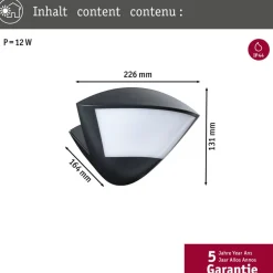 Paulmann Smart sensor buitenwandlamp Skyla antraciet CCT IP44