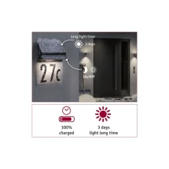 Paulmann solar-huisnummer lamp Neda in zwart