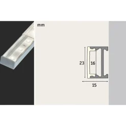 Paulmann Square profiel, alu, diffusor gesatineerd