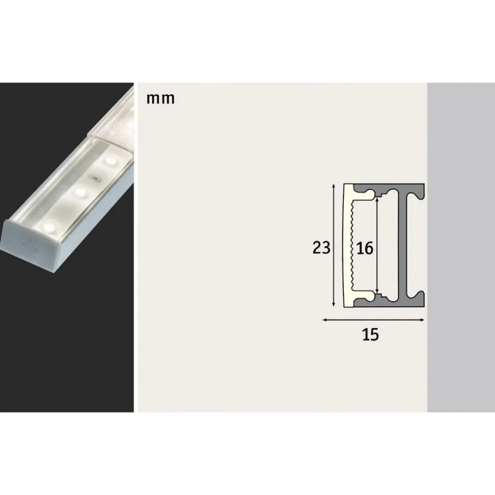 Paulmann Square profiel, alu, diffusor gesatineerd