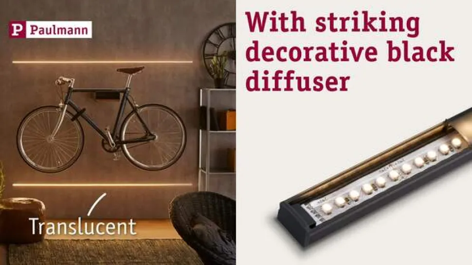 Paulmann Square profiel zwart diffusor zwart 2m