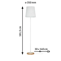 Paulmann Stellan vloerlamp met stoffen kap wit