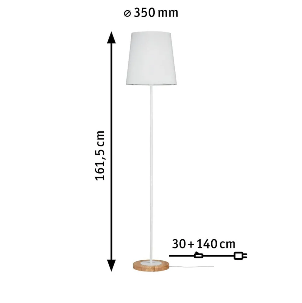 Paulmann Stellan vloerlamp met stoffen kap wit