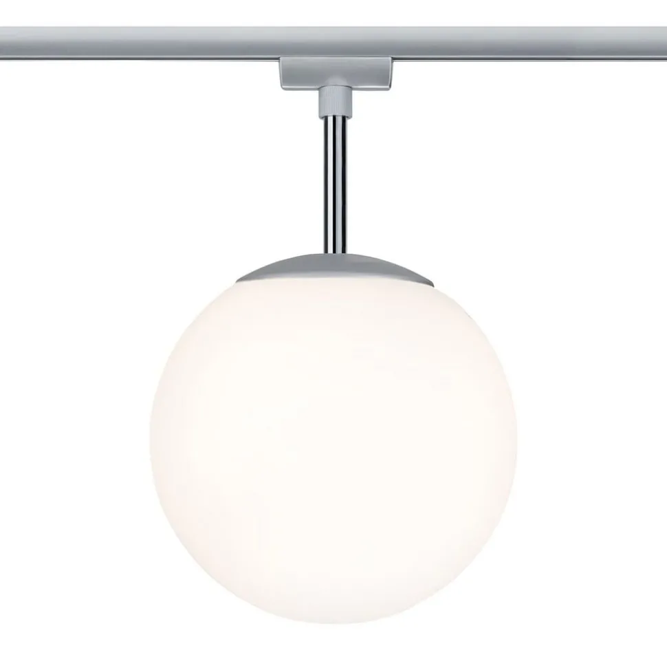 Paulmann URail Globe bollamp chroom, glas opaal