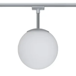 Paulmann URail Globe bollamp chroom, glas opaal