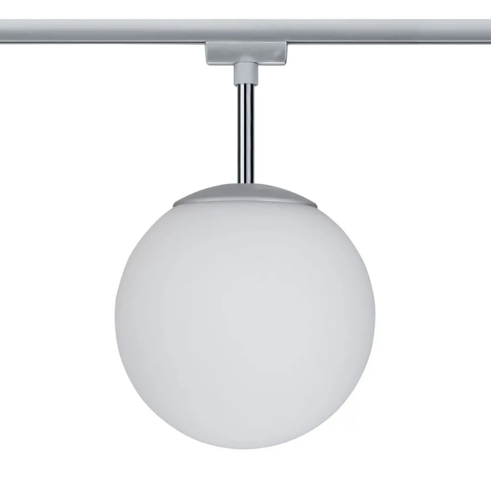 Paulmann URail Globe bollamp chroom, glas opaal