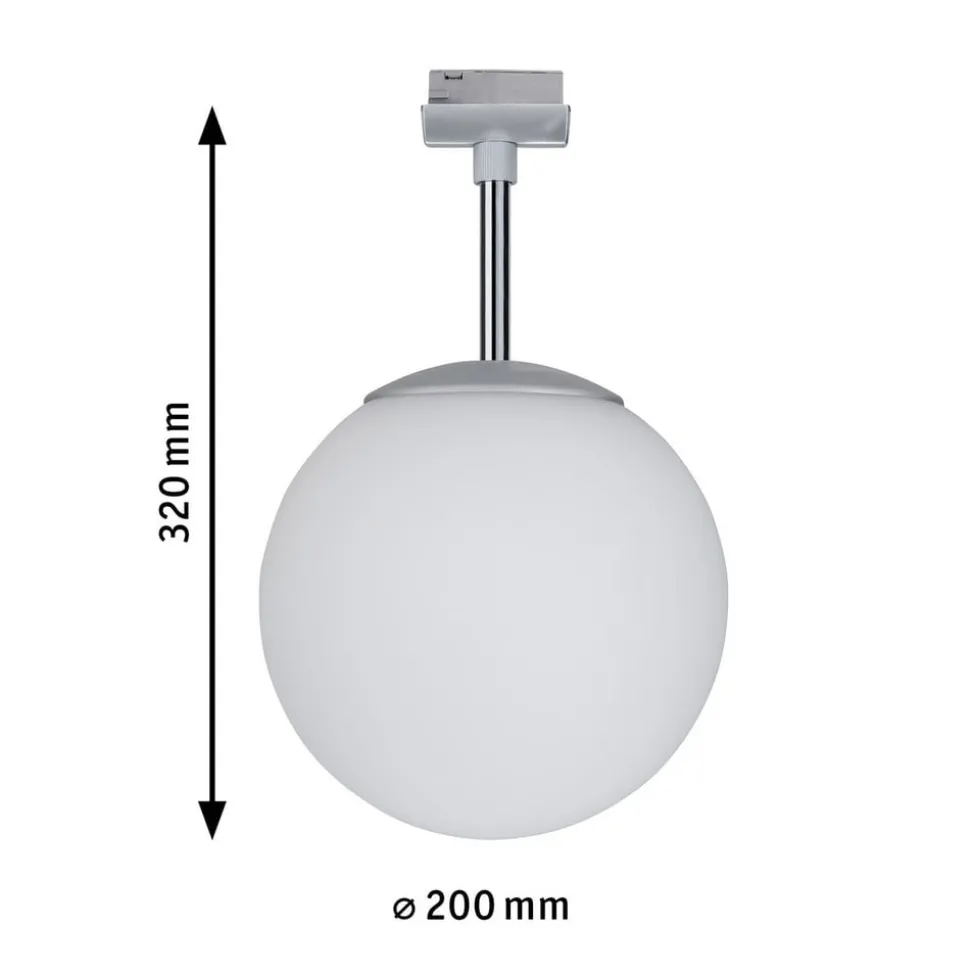 Paulmann URail Globe bollamp chroom, glas opaal