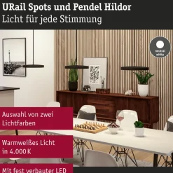 Paulmann URail Hildor LED hanglamp zwart 4.000K