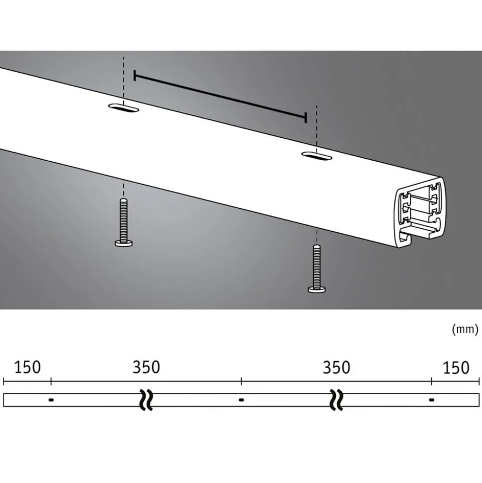 Paulmann URail rail, mat chroom, lengte 100 cm, aluminium