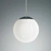 Pendellamp met opaalbol, 20 cm, chroom