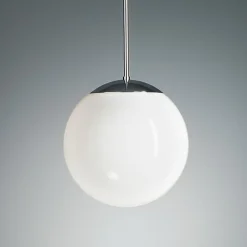 Pendellamp met opaalbol, 20 cm, chroom