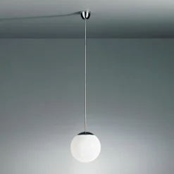Pendellamp met opaalbol, 20 cm, chroom