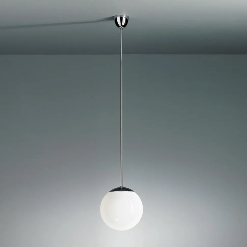 Pendellamp met opaalbol, 20 cm, chroom