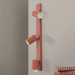 Penn plafondspot, koraalrood, lengte 60 cm, aluminium