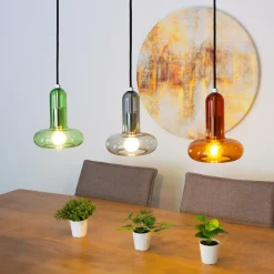 Perseus hanglamp, kleurrijk, lengte 65 cm, 3-lamps, glas