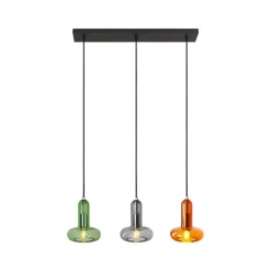 Perseus hanglamp, kleurrijk, lengte 65 cm, 3-lamps, glas