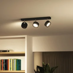 Philips Bracia LED plafondspot 3-lamps, zwart