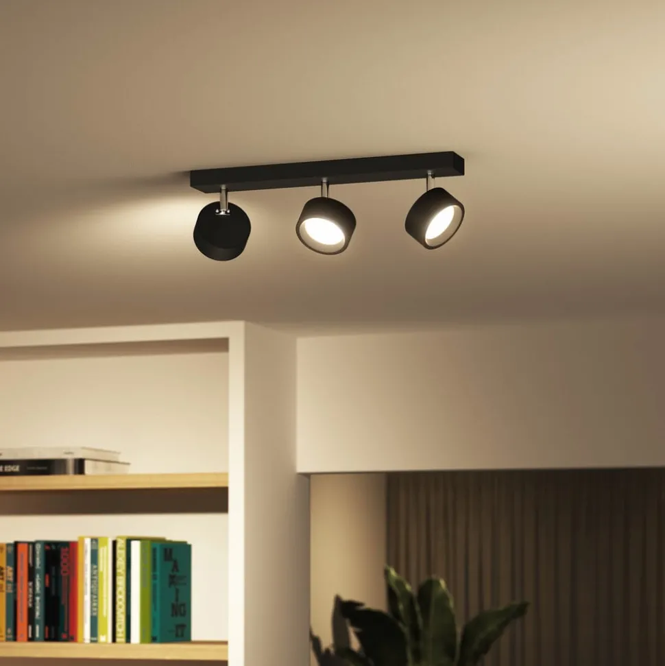 Philips Bracia LED plafondspot 3-lamps, zwart