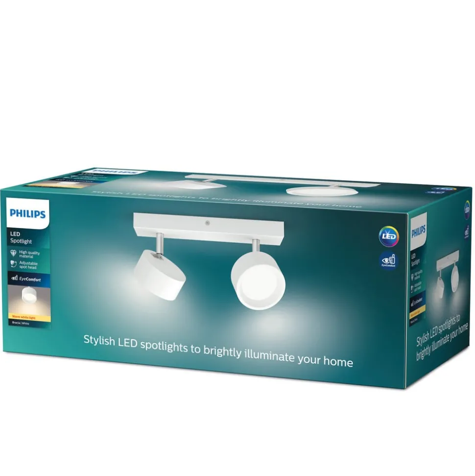 Philips Bracia LED plafondspot 2-lamps, wit