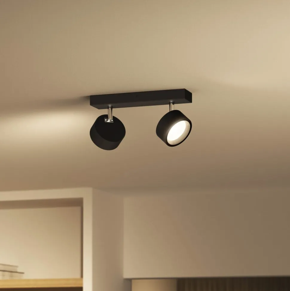 Philips Bracia LED plafondspot 2-lamps, zwart