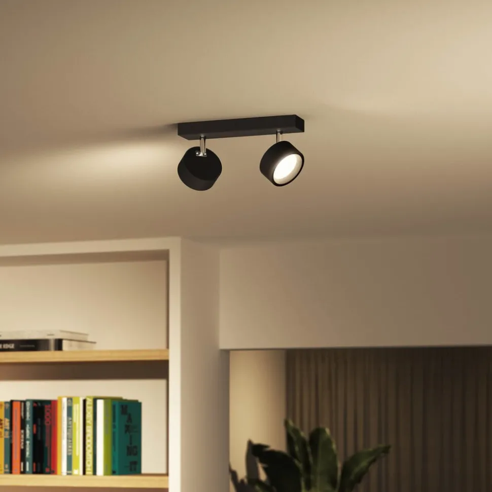 Philips Bracia LED plafondspot 2-lamps, zwart
